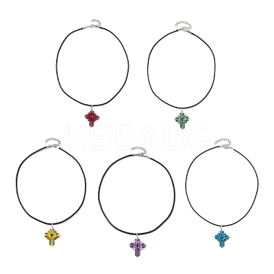 Transparent Electroplate Glass Pendant Necklaces NJEW-MZ00040-1