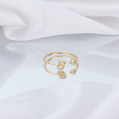1Pc Brass Micro Pave Clear Cubic Zirconia Open Cuff Rings for Women RJEW-LP0002-37B-1