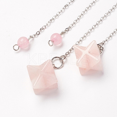 Chakra Natural Rose Quartz Dowsing Pendulums X-G-F516-01C-1