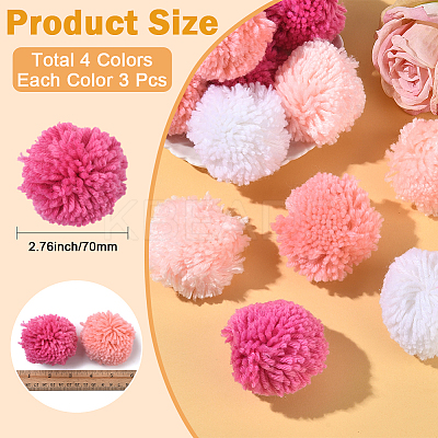 12Pcs 4 Colors Woolen Yarn Pom Pom Ball DIY-SC0031-40-1