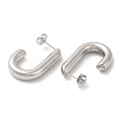 Non-Tarnish 304 Stainless Steel Oval Stud Earrings EJEW-Z022-26P-1