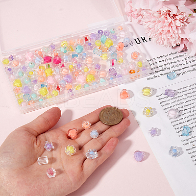 160Pcs 8 Styles Transparent Acrylic Beads TACR-SP0001-10-1