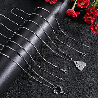 10Pcs 304 Stainless Steel Box Chain Necklaces NJEW-BBC0001-11A-1