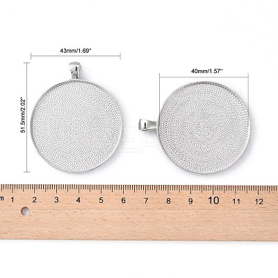 Tibetan Style Flat Round Alloy Big Pendant Cabochon Settings TIBEP-Q049-09AS-RS-1