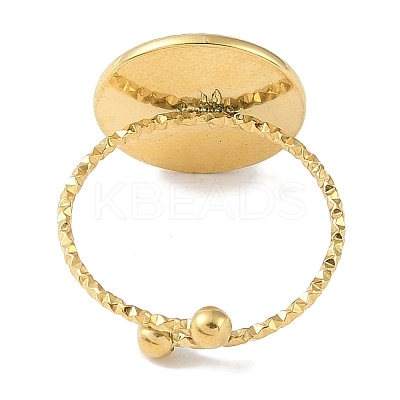 Ion Plating(IP) 304 Stainless Steel Enamel Flat Round Open Cuff Rings for Women RJEW-L107-077B-G-1