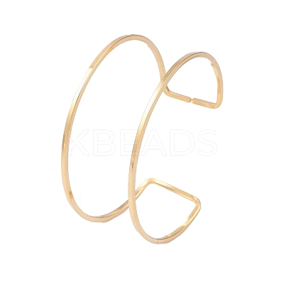 Ion Plating(IP) 304 Stainless Steel Hollow Open Cuff Bangles for Women BJEW-S155-04G-1