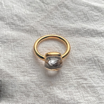 Square 304 Stainless Steel with Glass Finger Rings FS-WG8AAFA-14-1