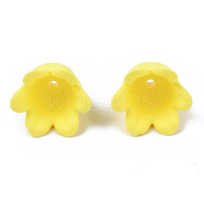 Rubberized Style Opaque Acrylic Bead Caps ACRP-T010-01E-1