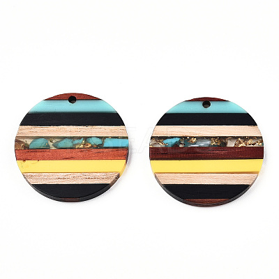 Transparent Resin & Walnut Wood Pendants RESI-N039-03D-1