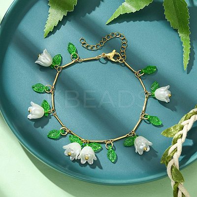 Brass Bar Link Chains Charm Bracelets BJEW-JB11523-03-1
