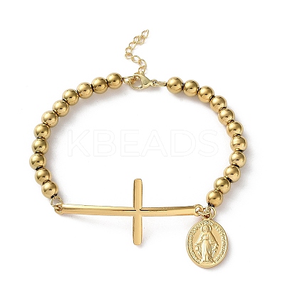 304 Stainless Steel Beaded Bracelets for Women BJEW-Z133-02G-1