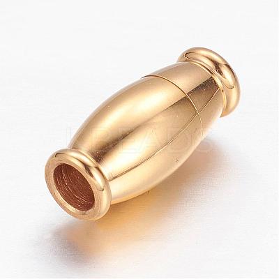 Barrel 304 Stainless Steel Magnetic Clasps with Glue-in Ends STAS-I045-15G-1