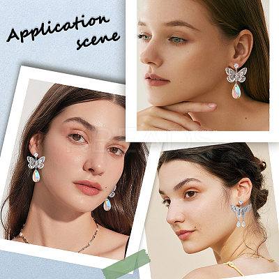 60Pcs 3 Size Clear Cubic Zirconia Stud Earring Findings STER-SP0001-01-1
