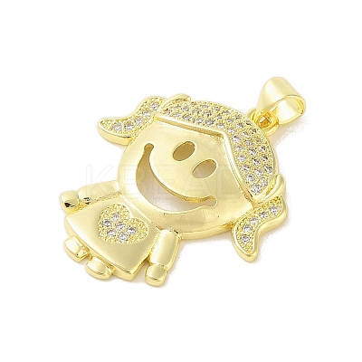 Rack Plating Brass Cubic Zirconia Pendants KK-S380-30G-01-1