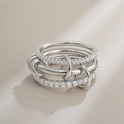 Brass Micro Pave Cubic Zirconia Finger Rings FS-WG6545E-06-1