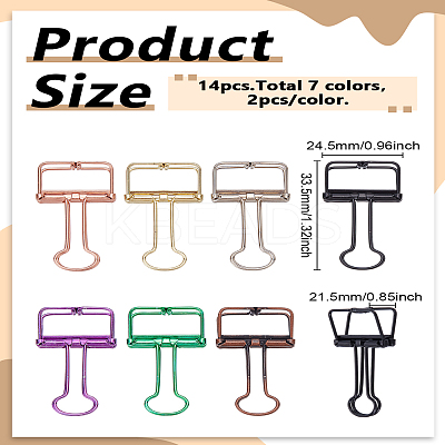 14Pcs 7 Colors Manganese Brass Binder Clips AJEW-LP0007-99-1