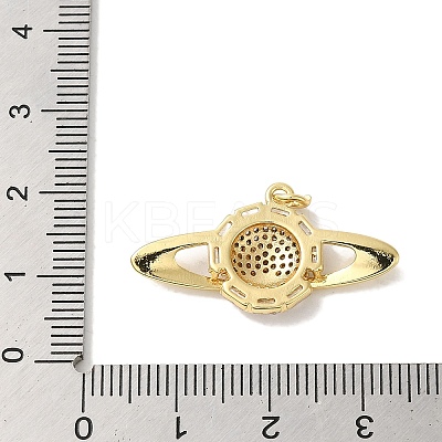 Rack Plating Brass Micro Pave Clear Cubic Zirconia Pendants KK-P267-25G-1