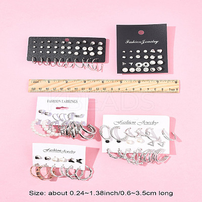 5 Sets 5 Styles Alloy & Plastic Pearl & Acrylic & Rhinestone Earring Sets EJEW-FS0001-24-1