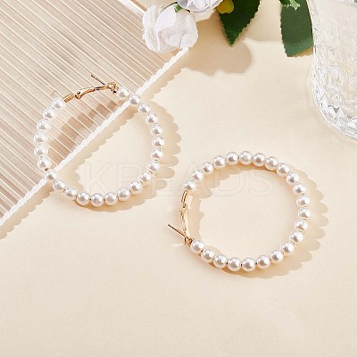 Shell Pearl Beaded Big Hoop Earrings JE989A-1