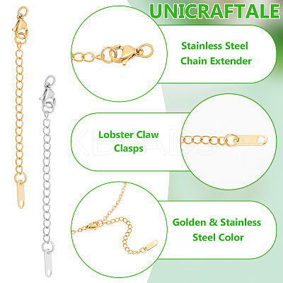30Pcs 2 Colors 304 Stainless Steel Chain Extender FIND-UN0004-16-1