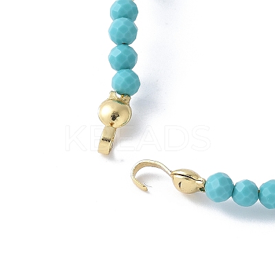 Synthetic Turquoise Faceted Round Beaded Bracelet Making KK-F892-28G-1