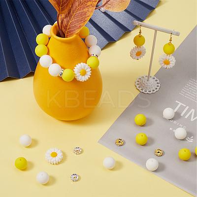DIY Daisy Flower Silicone & Brass Beads Jewelry Making Findings Kit DIY-SC0025-42-1