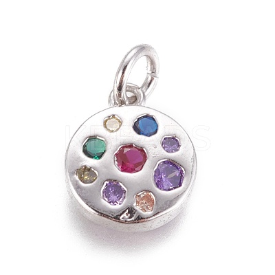 Brass Micro Pave Cubic Zirconia Charms ZIRC-E145-75P-1