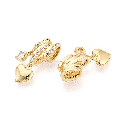 Brass Micro Pave Clear Cubic Zirconia Pendants X-KK-T075-88G-1