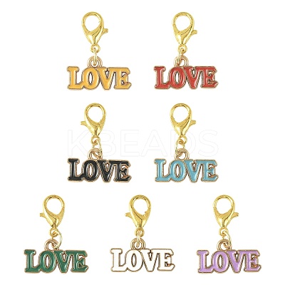 8Pcs 8 Colors Alloy Enamel Pendant Decorations HJEW-FS00084-1