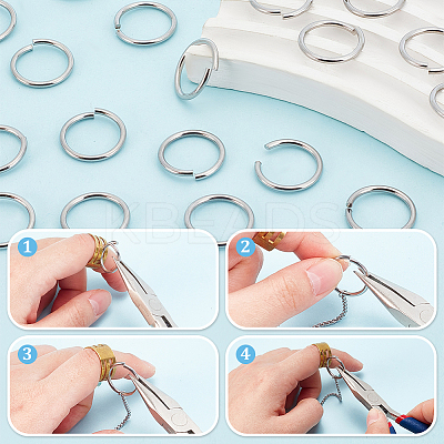 200Pcs 304 Stainless Steel Open Jump Rings STAS-AR0002-15-1