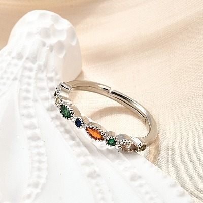 Adjustable Brass Micro Pave Cubic Zirconia Finger Rings for Women RJEW-H247-15P-1