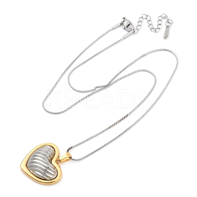 304 Stainless Steel Two Tone Pendant Necklaces for Women NJEW-S445-01B-GP-1
