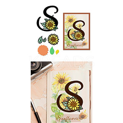 Flower Letter S Carbon Steel Cutting Dies Stencils DIY-WH0309-2371-1