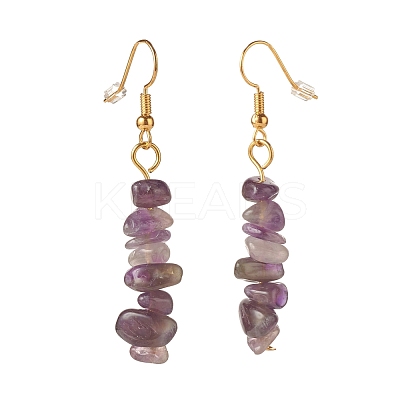 Natural Amethyst Chip Beaded Dangle Earrings EJEW-JE04788-05-1