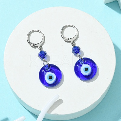 Evil Eye Glass Leverback Earrings EJEW-JE05573-02-1