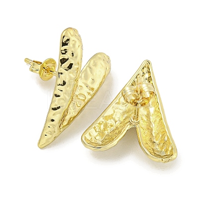 Heart Texture Brass Stud Earrings for Women EJEW-E312-02G-1
