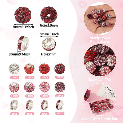 Valentine's Day DIY Polymer Clay Rhinestone & Glass Rhinestone Beads Findings Kits DIY-BT0001-65-1