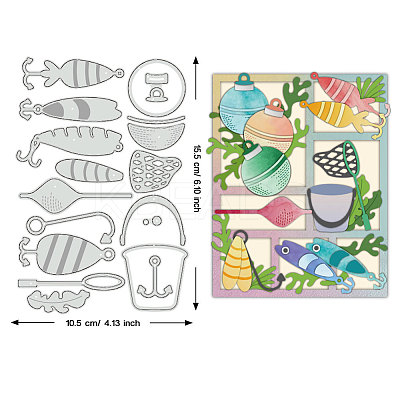 Fishing Theme Carbon Steel Cutting Dies Stencils DIY-WH0309-1488-1
