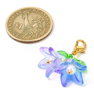 6Pcs 6 Colors Flower Acrylic Pendant Decorations HJEW-JM02719-02-1