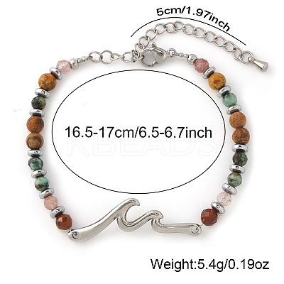 304 Stainless Steel Wave Link Bracelets NC8971-1-1