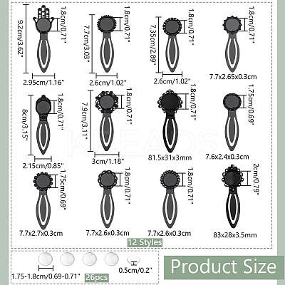 38pcs 14 Styles Zinc Alloy Bookmarks Finding FIND-NB0005-24-1