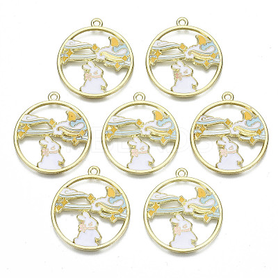 Eco-Friendly Alloy Enamel Pendants X-PALLOY-N162-002-RS-1