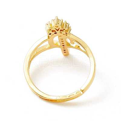Clear Cubic Zirconia Initial Letter with Crown Adjustable Ring RJEW-M139-17P-1