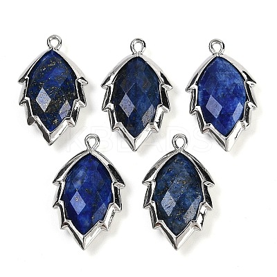 Natural Dyed Lapis Lazuli Faceted Leaf Pendants G-I375-04P-03-1