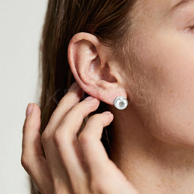 Stainless Steel Half Round Stud Earring Findings STAS-SP0002-03-1