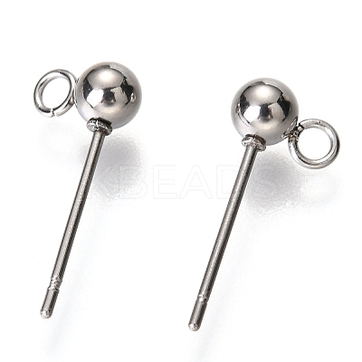 Non-Tarnish Original Color 304 Stainless Steel Ball Post Stud Earring Findings X-STAS-C018-23P-02-1