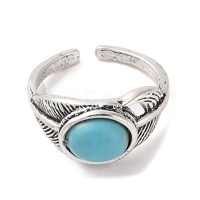Oval Synthetic Turquoise Cuff Rings RJEW-B107-09AS-1