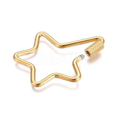 304 Stainless Steel Screw Carabiner Lock Charms STAS-K192-05G-1