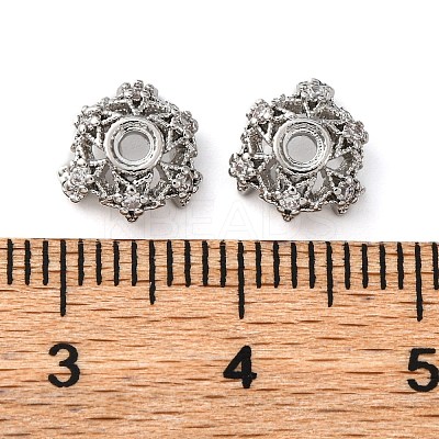 Brass Micro Pave Clear Cubic Zirconia Bead Caps KK-K378-46A-P-1
