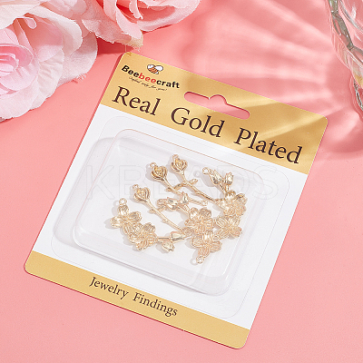 8Pcs 2 Styles Brass Connector Charms KK-BBC0015-39-1